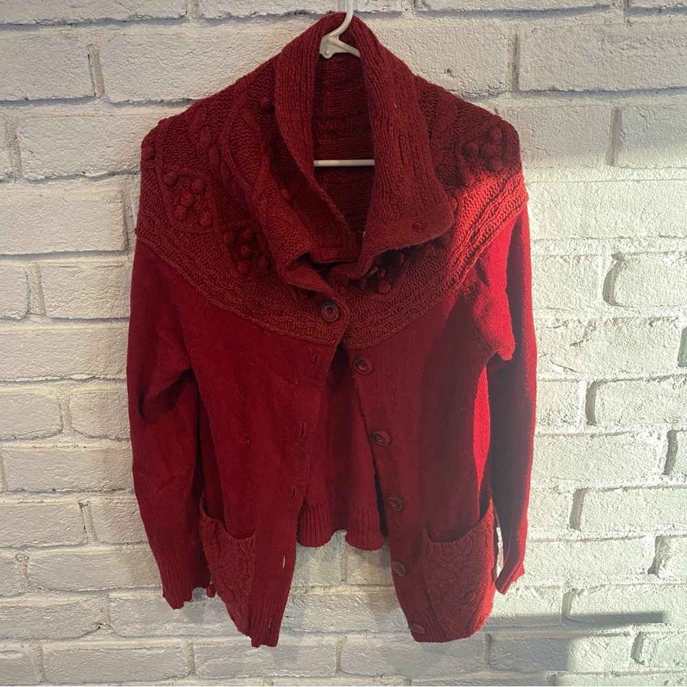 Anthropologie Sleeping at Last heathered red cowl neck cardigan - large